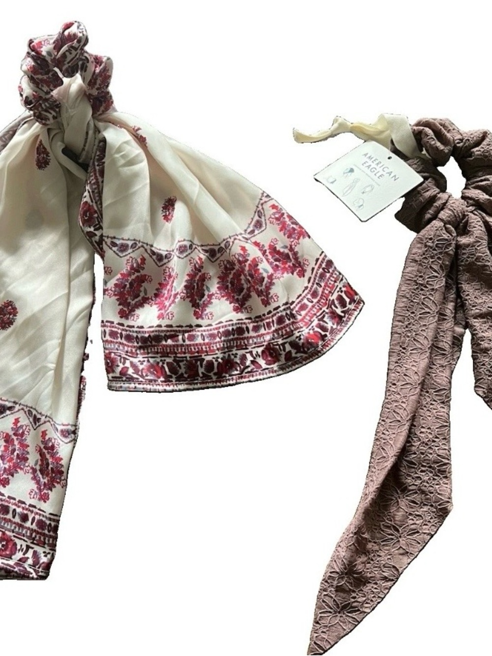AMERICAN EAGLE Lot of 2 NEW Bandanas with Scrunchies Hair Accessory